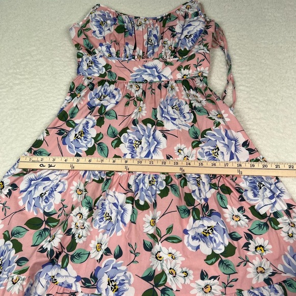 Yumi Kim Birch Dress Womens 2 Tie Spaghetti Straps Floral Bohemian Hippie Pink - Picture 7 of 9